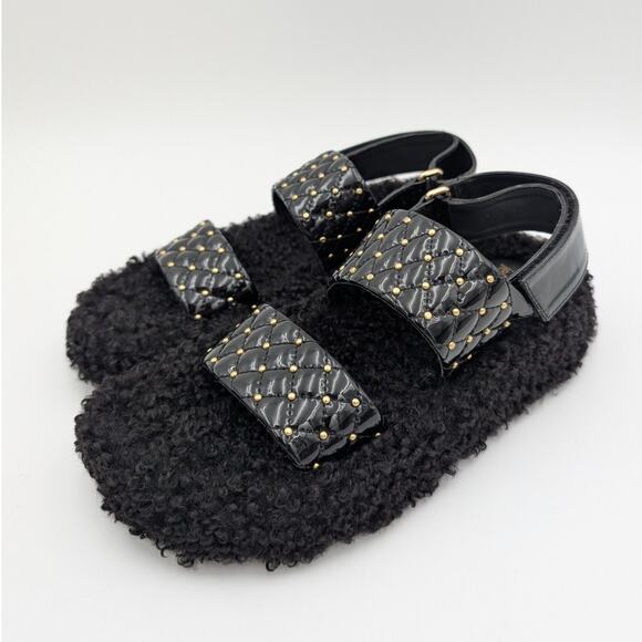 Jeffrey Campbell Ardeman Sandal Women's Open Toe Faux Fur Black Size US6 EU37 - Picture 1 of 11